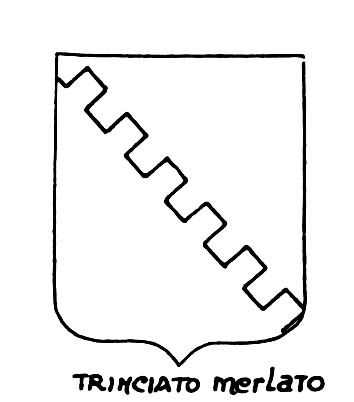 Image of the heraldic term: Trinciato merlato
